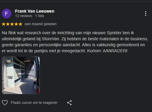 Google review van Frank Van Leeuwen