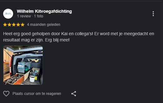Google review van Wilhelm Kitvoegafdichting